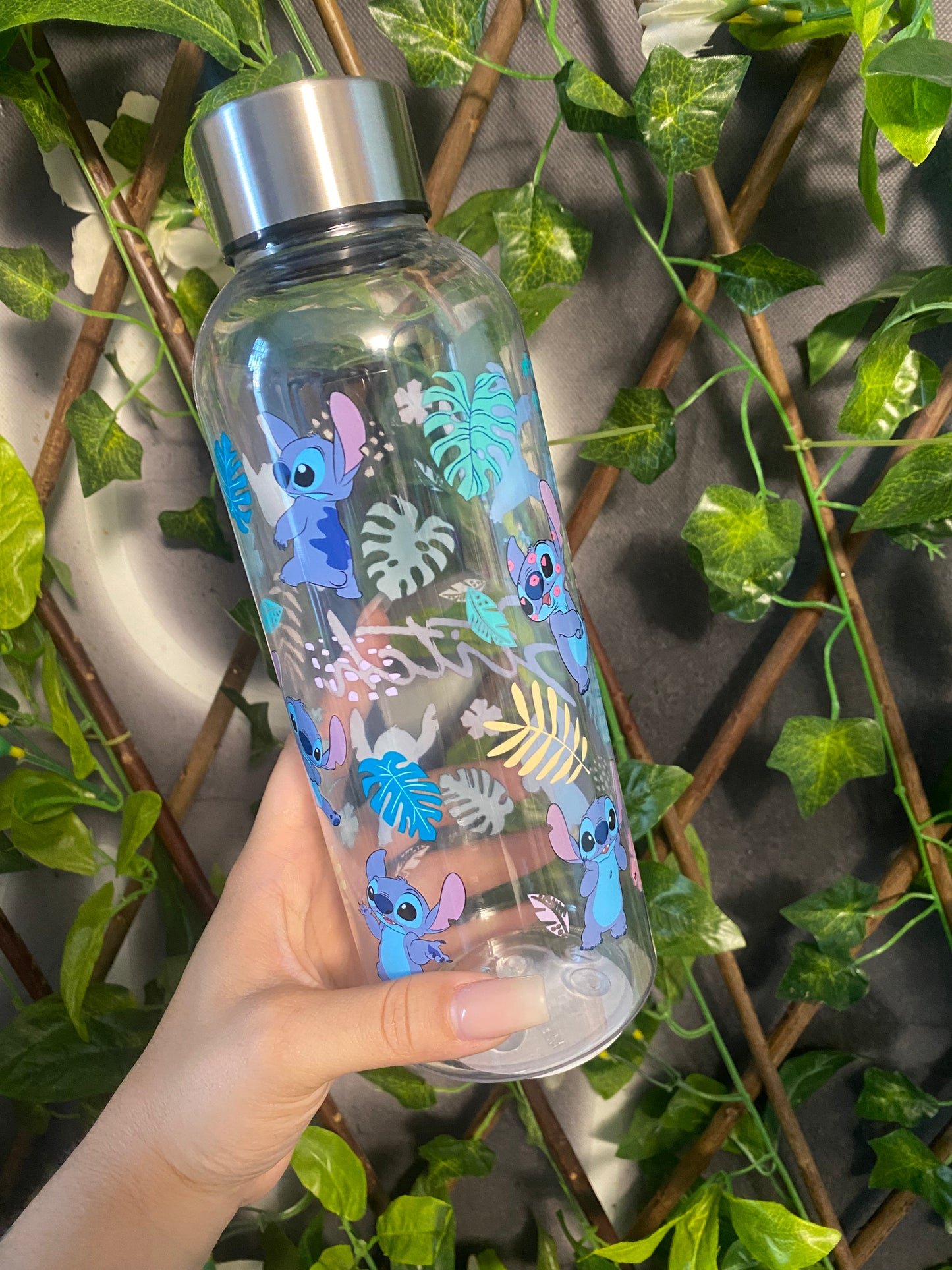 Garrafa Transparente 850ml Stitch