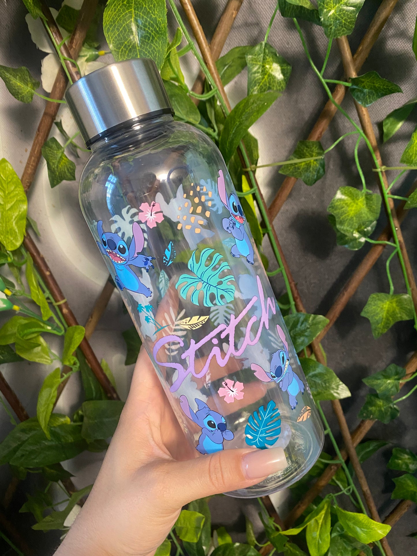 Garrafa Transparente 850ml Stitch